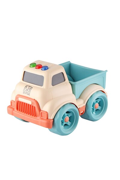 lets be child Camion-platforma cu lumini si sunete, crem/albastru, 15x11cm, LC