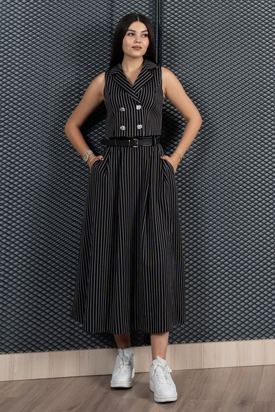 MissVina بدلة سترة وتنورة مخططة من Dikine 1240