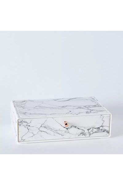 Home Box Marble Large Storage Box with Metal Knob - 32.6x22.5x9.3 cm