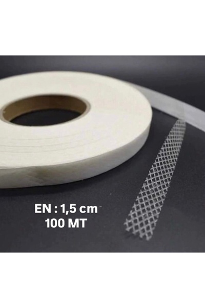 TELASTAR Paça Telası - Çift Taraflı Yapışkan Tela 100 Metre - Eni 1.5cm 1 Top (KAĞITLI)