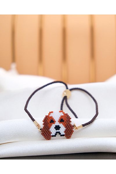 Miniklisi Spaniel Brown Eared Foam Bracelet + Earrings Miyuki