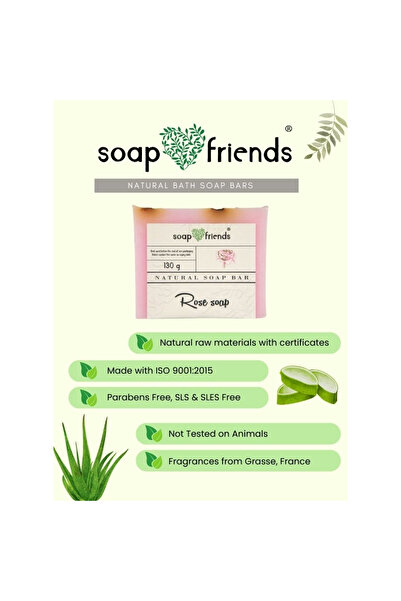 Soap&Friends Nourishing Damask Rose Soap Bar for Daily Cleansing Purpose | Moisturizes and Softens Skin, 130g