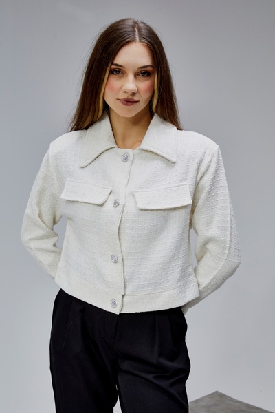 Purpleclo Women's Tweed Crop Jacket