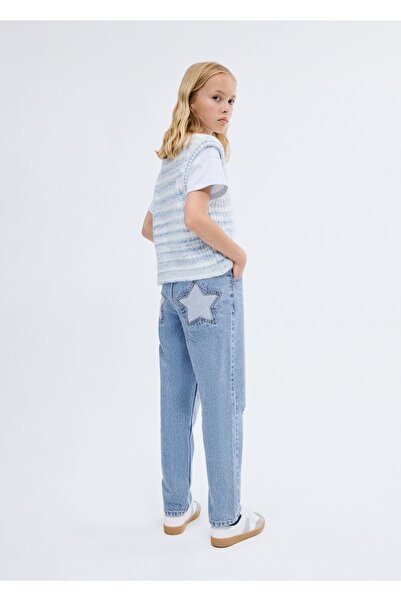 MANGO Kids Dekoratif yırtıklı mom fit jean pantolon
