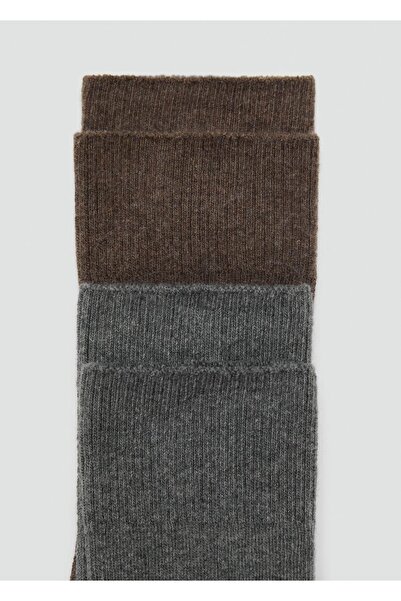 MANGO Woman Set of 2 Ribbed Cotton Socks