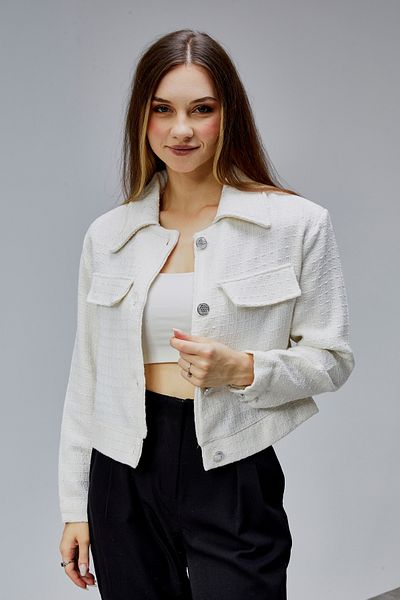 Purpleclo Women's Tweed Crop Jacket