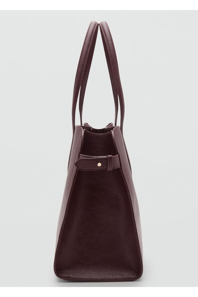 MANGO Woman Orta boy pütürlü deri görünümlü çanta