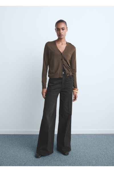 MANGO Woman Yüksek bel wide leg jean pantolon