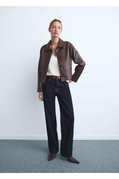 MANGO Woman Düz kesim orta bel Miami jean pantolon