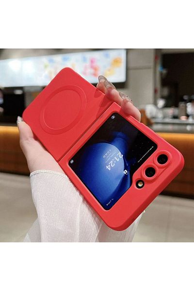 REDz Accessories Elite Matte Case, Magsafe, For Samsung Galaxy Z Flip 6/Flip 7 FE, Shockproof, Soft Silicone, Red
