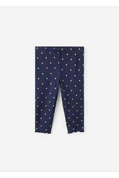 MANGO Baby Ribbed Tights with Floral Print