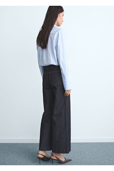 MANGO Woman Yüksek belli dikişli culotte jean pantolon