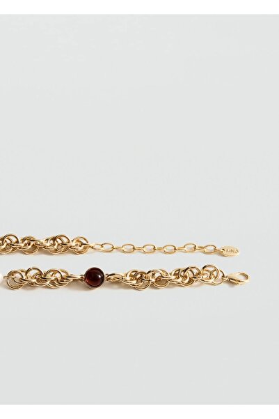 MANGO Woman Karışık boncuklu zincir kolye