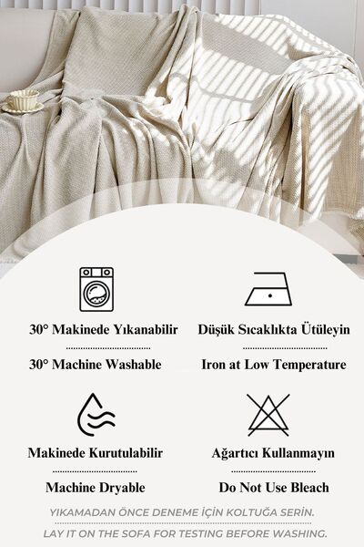 Faiend Koltuk Örtüsü 170 X 210 Cm Kanepe Çekyat Örtüsü %100 Pamuklu Yikanabilir Sade Şal