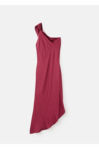 MANGO Woman Asimetrik saten elbise