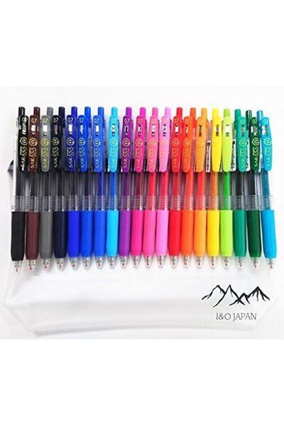 Zebra Sarasa Clip Rapid Dry Ink Gel Retractable Pen 0.7mm 20 Colors Set with Original Vinyl Pen Case