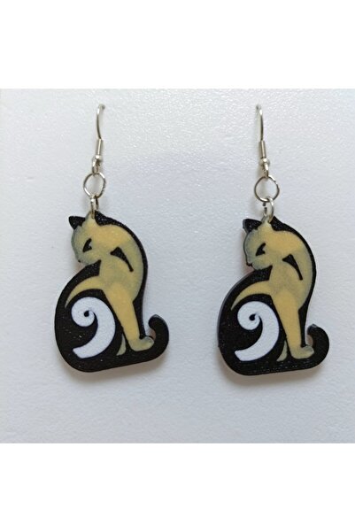 TERARYUM SEPETİM Back to Back Cat Earrings