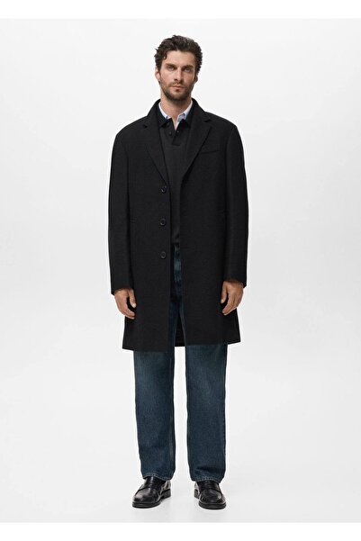 MANGO Man Uzun yün palto