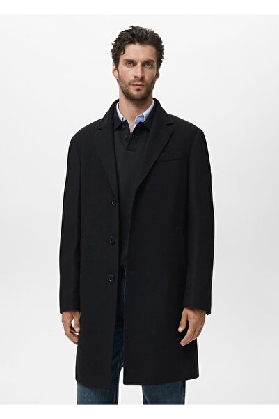 MANGO Man Uzun yün palto