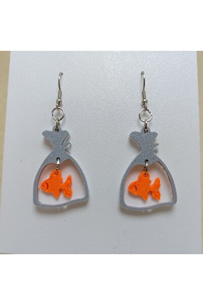 TERARYUM SEPETİM Fish Earrings in Bag