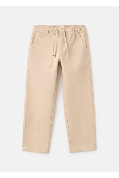 MANGO Kids Düz kesim pamuklu pantolon