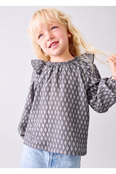 MANGO Baby Etnik desenli pamuklu bluz