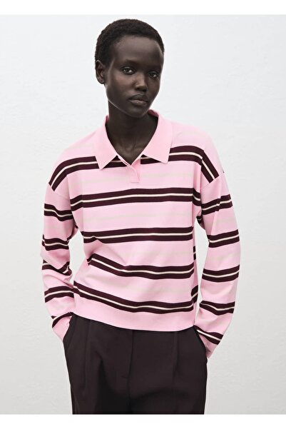 MANGO Woman Çizgili polo yaka kazak