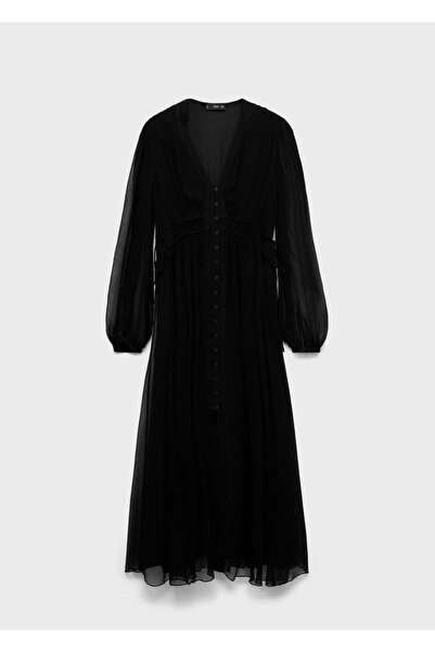 MANGO Woman Kabarık kollu şifon elbise