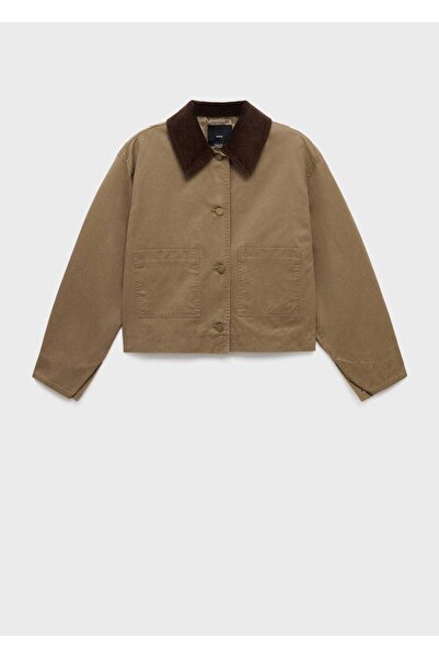 MANGO Woman Kadife yaka denim parka