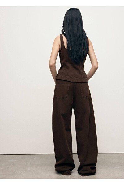 MANGO Woman Orta belli barrel jean pantolon