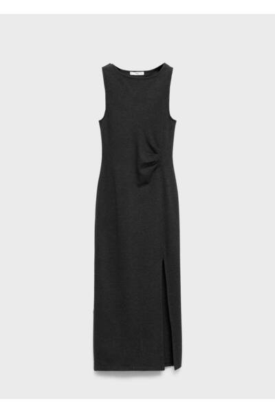 MANGO Woman Cut-out detaylı volanlı elbise