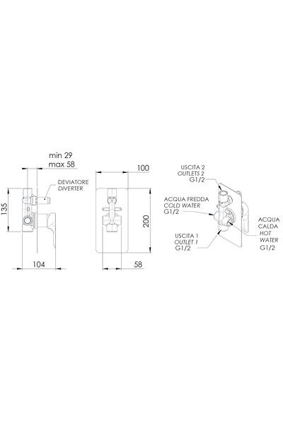 remer Rubinetterie Infinity I09 bathtub and shower mixer, recessed, single-lever, bathtub/shower