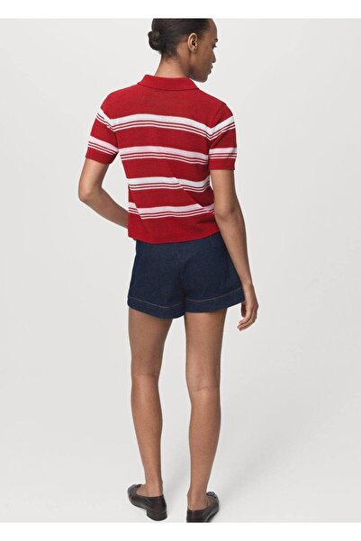 MANGO Woman Çizgili polo yaka kazak