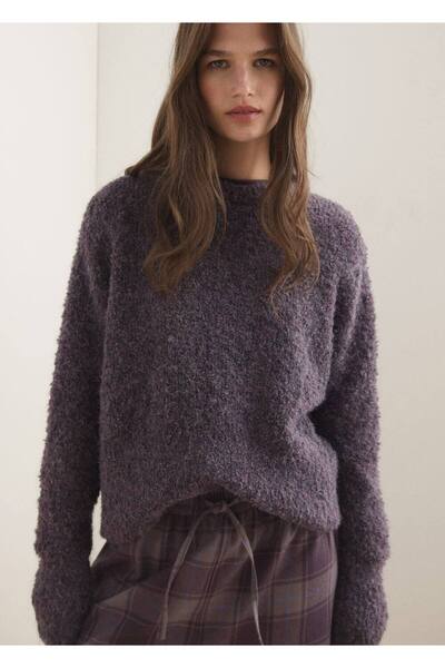 MANGO Woman Yuvarlak yakalı buklet kazak