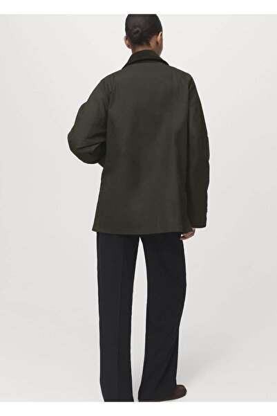 MANGO Woman Kadife yaka pamuklu parka
