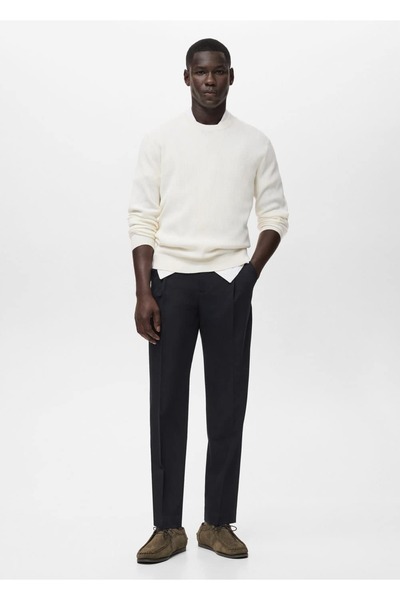 MANGO Man Düz kesim akışkan pileli pantolon