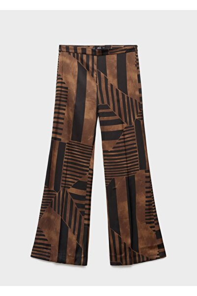 MANGO Woman Çizgili saten pantolon