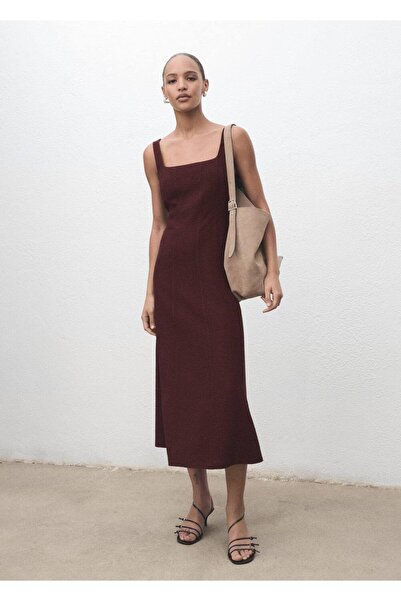 MANGO Woman Dikiş detaylı midi elbise