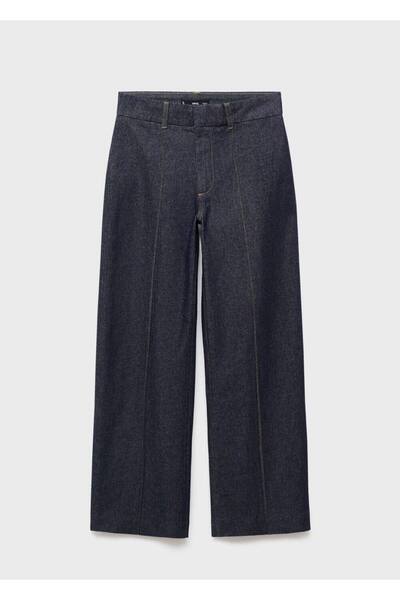 MANGO Woman Yüksek belli dikişli culotte jean pantolon