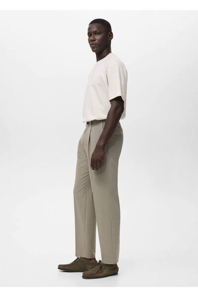 MANGO Man Düz kesim akışkan pileli pantolon
