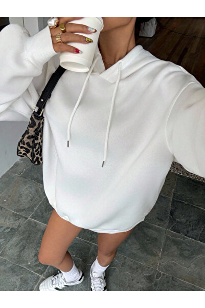 Revasser Unisex Erkek/Kadın VALIANT Renkli Özel Baskılı Pamuklu Oversize Kapüşonlu Sweatshirt