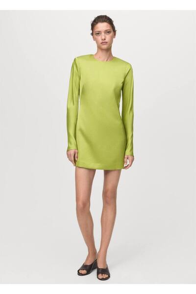 MANGO Woman Sırtı açık saten elbise