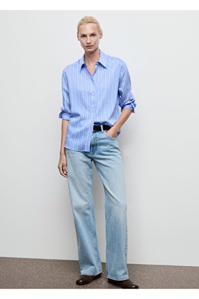 MANGO Woman Düz kesim çizgili gömlek