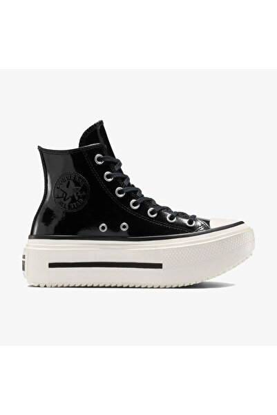 Converse CHUCK TAYLOR ALL STAR LIFT DOUBLE STACK PLATFORM PATENT LEATHER Kadın Siyah Sneaker A12977C