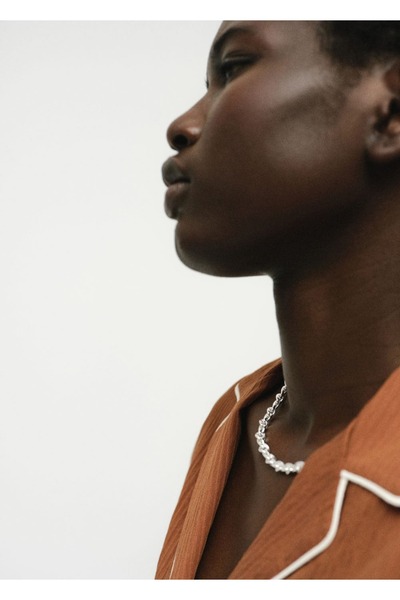 MANGO Woman Kontrast detaylı dokulu gömlek