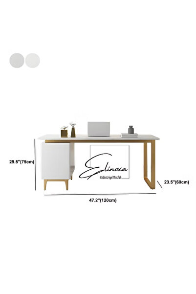 Elinoxa 720-0255 Modern Dikdörtgen Ofis Çalışma Masası Metal Ayaklı Lüks Tasarım 120x60x75h