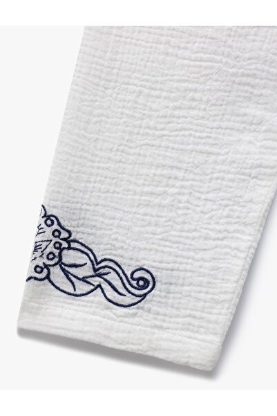 Koton Pamuklu Nakışlı Uzun Kollu Ceket Yaka Crop Müslin Gömlek