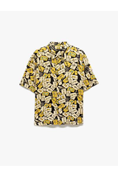 Koton Πουκάμισο με κοντό μανίκι με σχέδιο από βισκόζη με κουμπιά