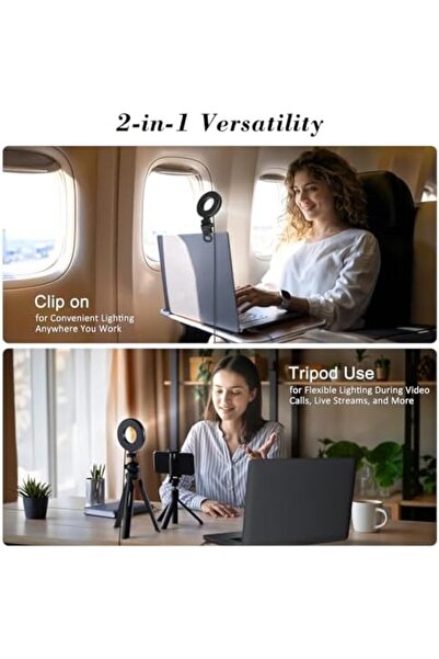 Generic Ring Light with Tripod and Clamp, [3 Color, 5 Brightness & Timer] USB Plug Clip On Lights for Laptop