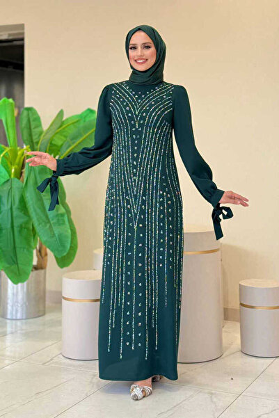 Bym Fashion Φόρεμα με λεπτομέρεια από πέτρα 3935 Σμαραγδένιο